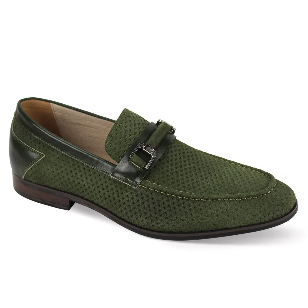 Giovanni Roman Suede Horse-Bit Loafers