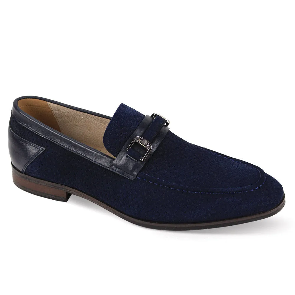 Giovanni Roman Suede Horse-Bit Loafers