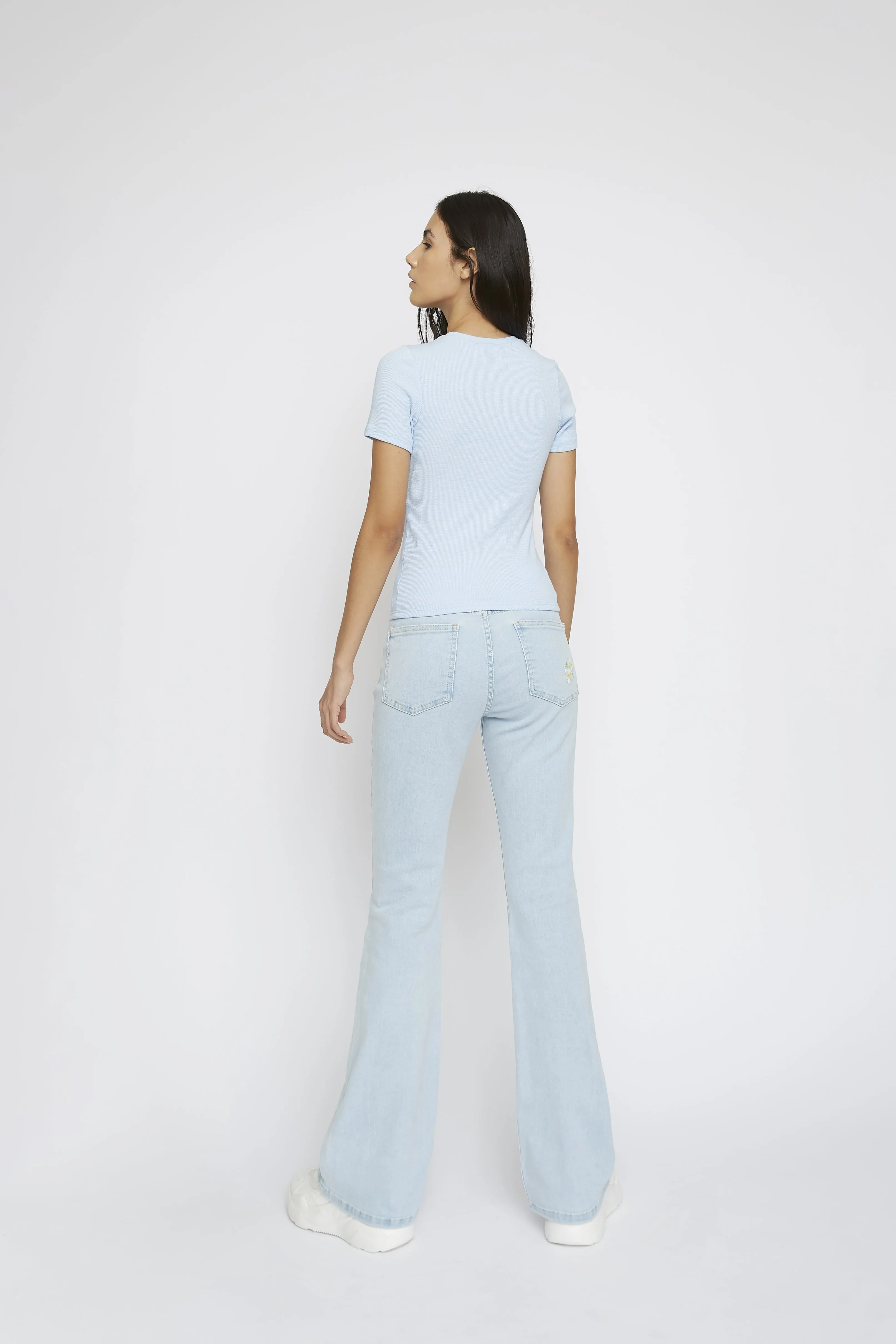 Glamorous Light Blue Short Sleeve Top