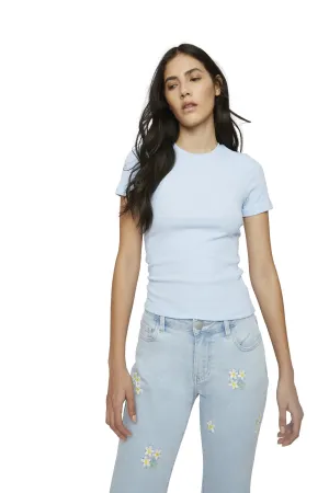 Glamorous Light Blue Short Sleeve Top