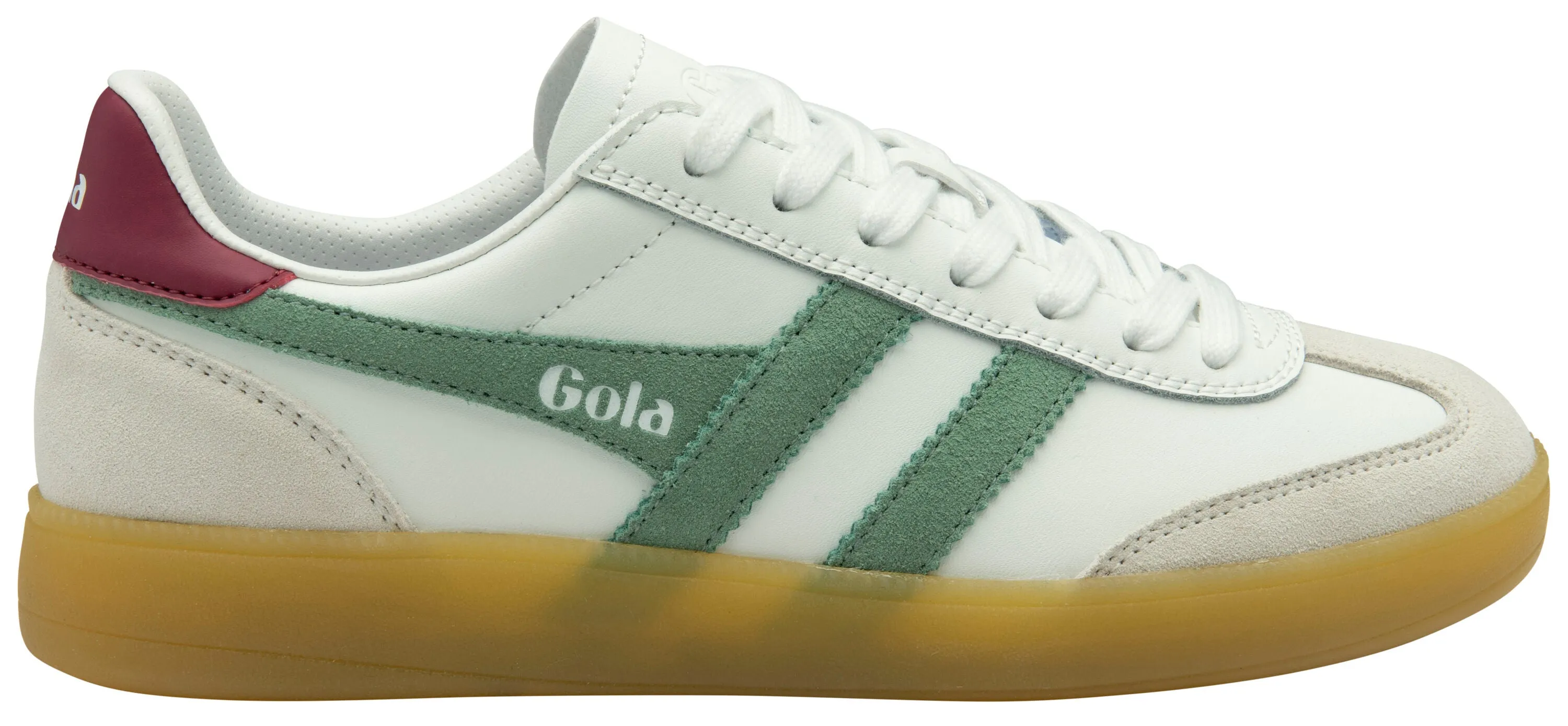 Gola Classics Women's Viper Leather Trainers CLB744WN White/Green Mist/Cerise/Gum