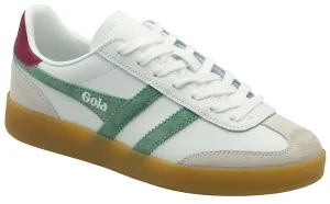 Gola Classics Women's Viper Leather Trainers CLB744WN White/Green Mist/Cerise/Gum