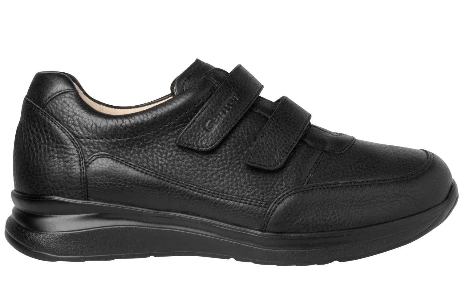 'Harald' men's ergonomic wide fif (H) double strap shoe - Black