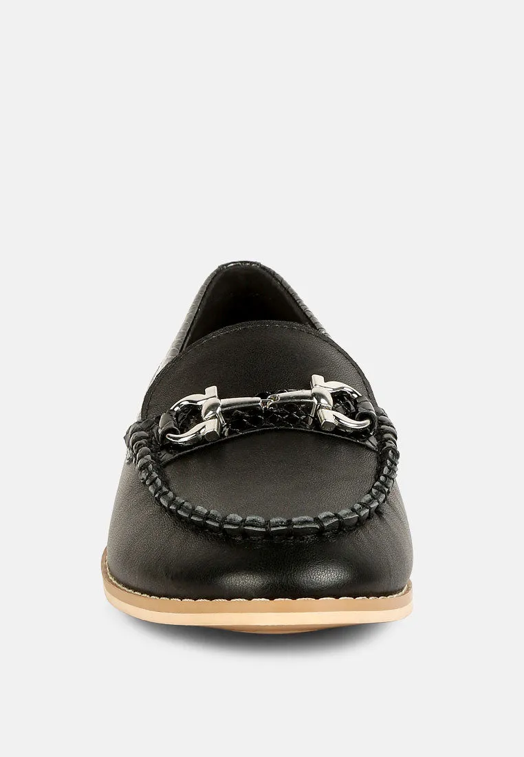 Holda Horsebit Embelished Loafers With Stitch Detail By Ruw