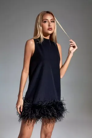 Hope Black Feather Mini Dress