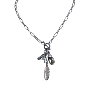 Horse and Feather with Labradorite Necklace