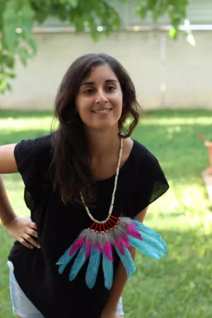 Indian Turquoise and pink Feather Necklace