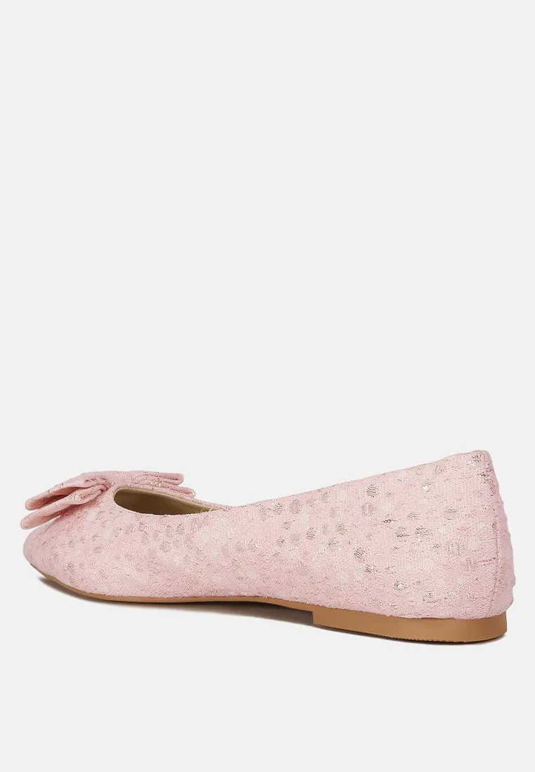 Jacquard Bow Embellished Ballet Flats