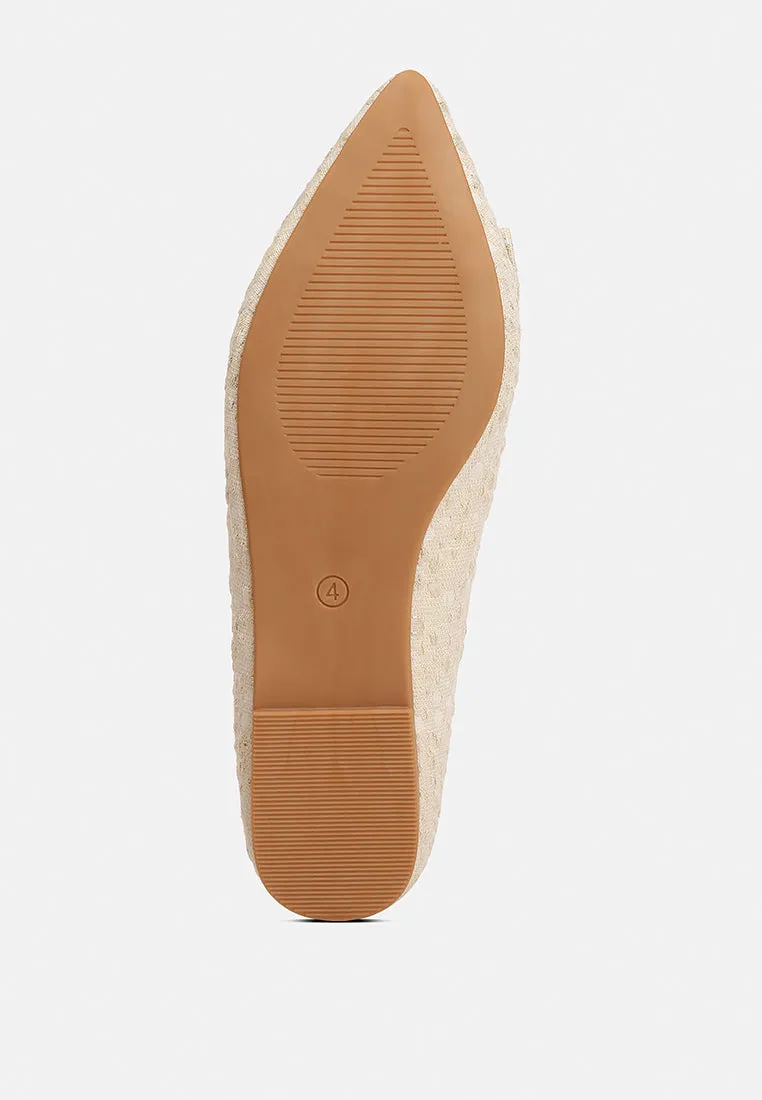 Jacquard Bow Embellished Ballet Flats