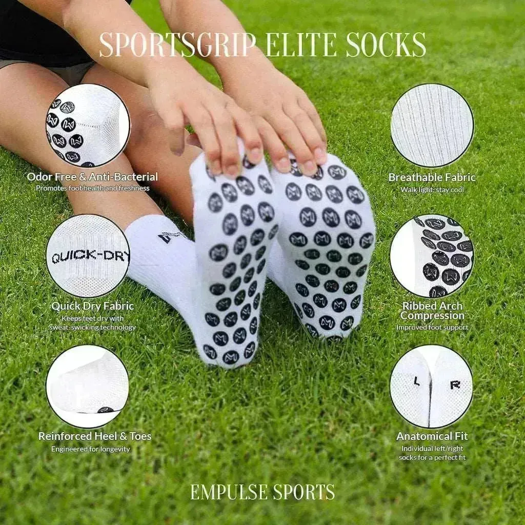 Kids' Grip Socks Elite White (US 3-6Y)
