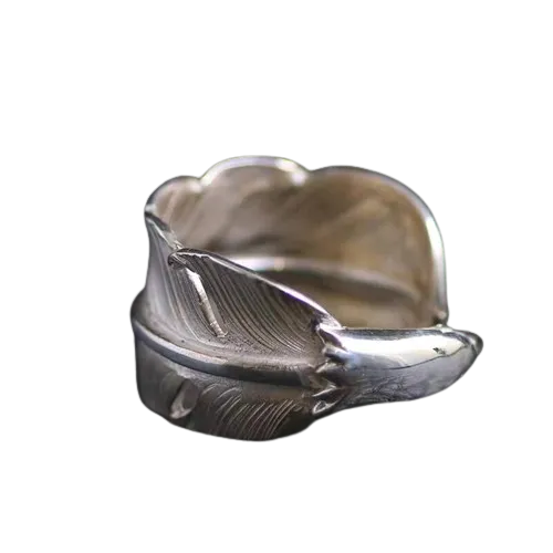 Larry Smith Eagle Head Feather Ring