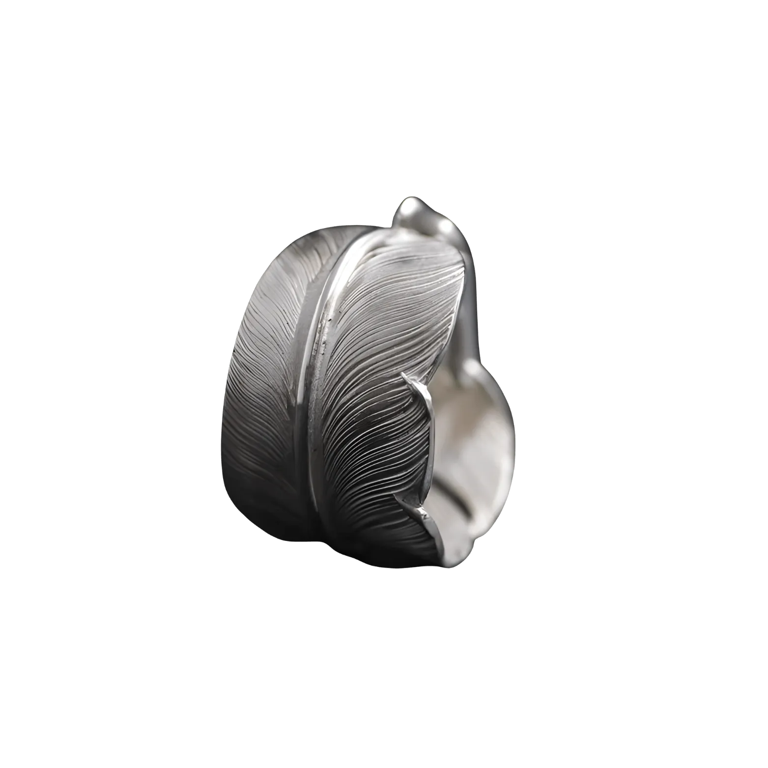Larry Smith Eagle Head Feather Ring