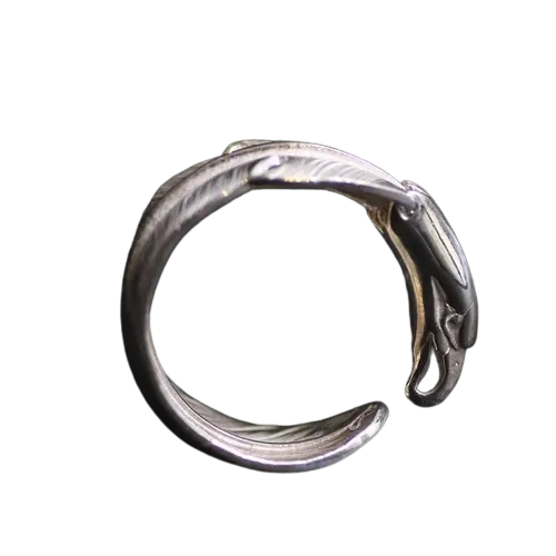 Larry Smith Eagle Head Feather Ring