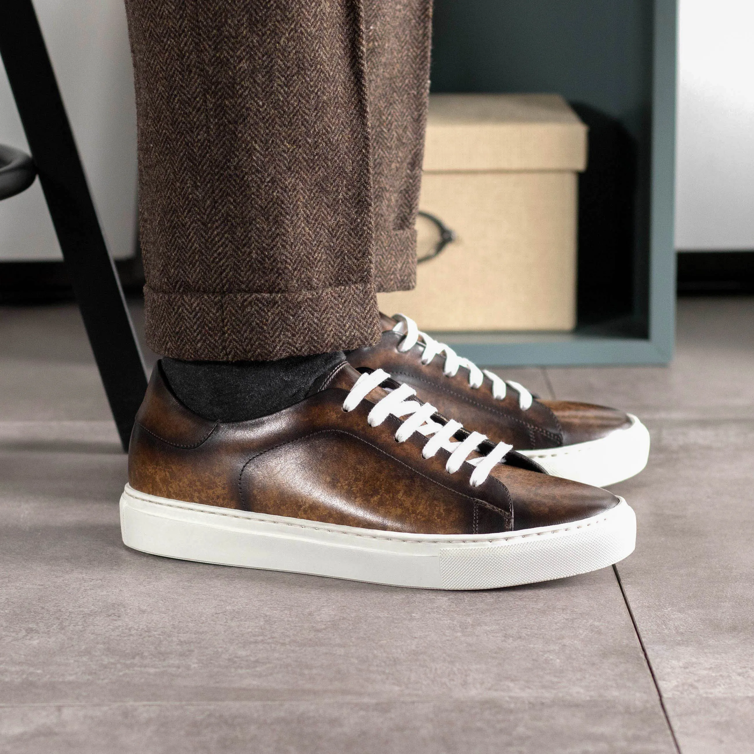 Leather Trainer │ Brown Patina