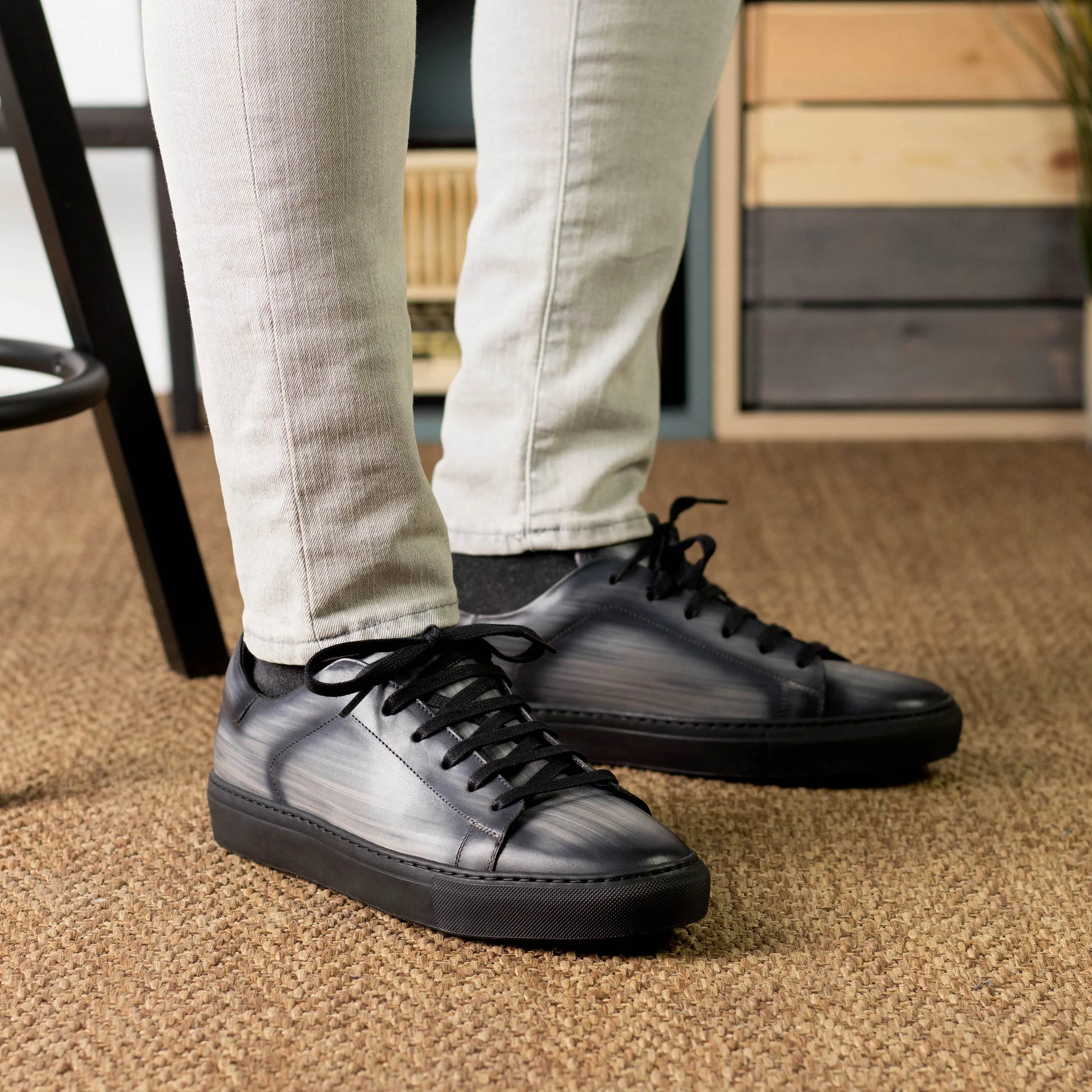 Leather Trainer │ Grey Patina