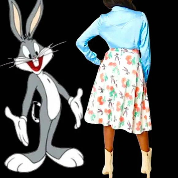 Looney Tunes Unique Vintage Vivien Bugs Bunny Cactus 40'S Swing Skirt Sz XS (2)