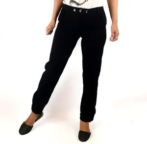 Lush cotton mix straight leg pants with unique button detail size 10 (tiny fit, best fits size 8)