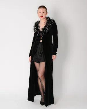 Marabou Feather Velvet Maxi Duster