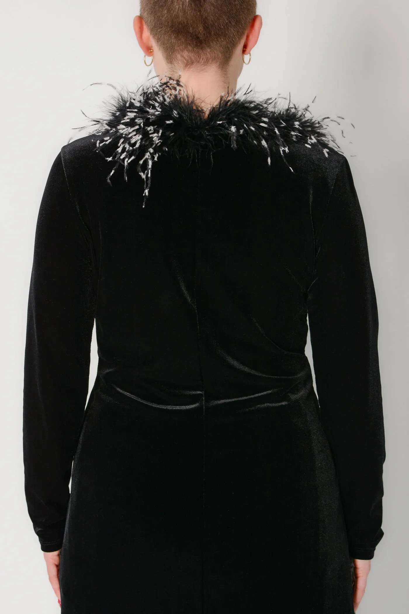 Marabou Feather Velvet Maxi Duster