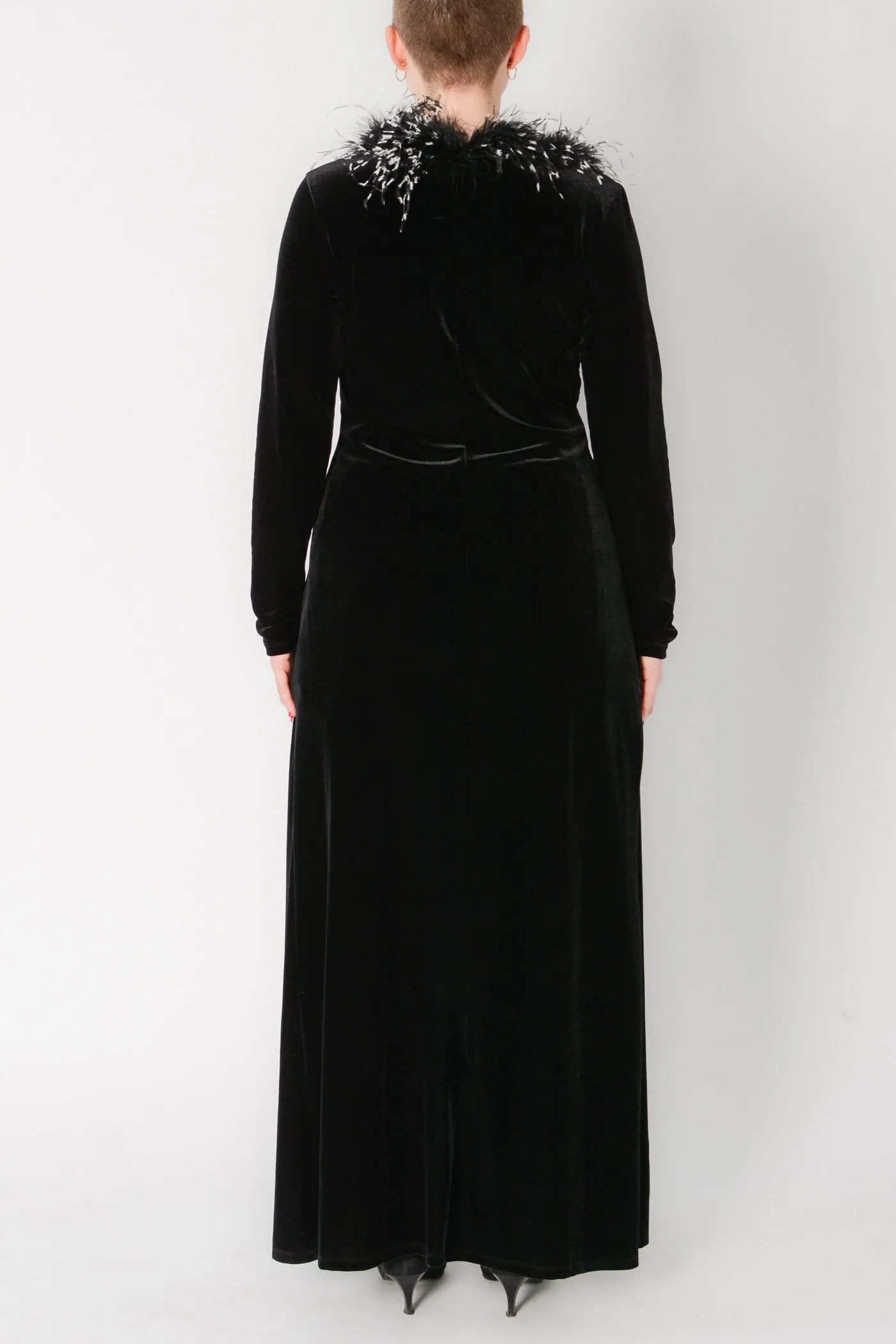 Marabou Feather Velvet Maxi Duster