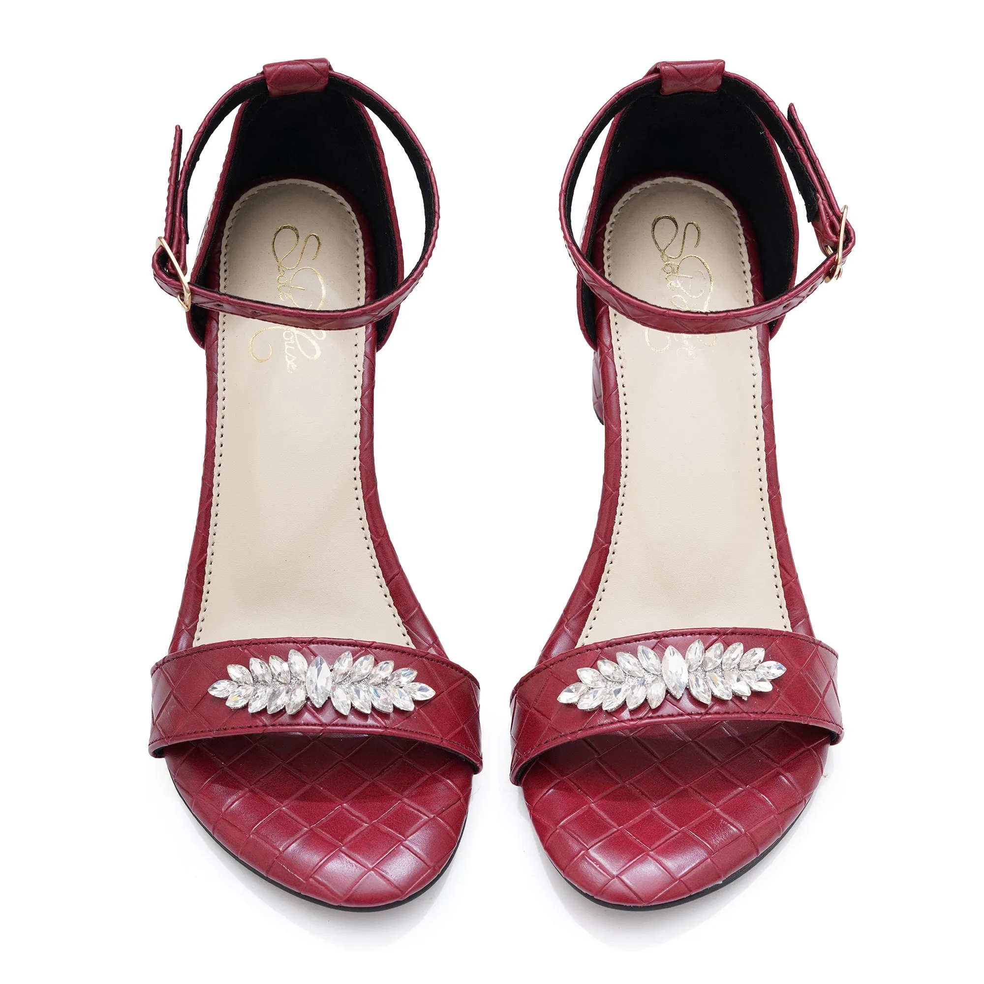 Maroon Glam Block Heel