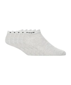 Mens FCUK Trainer Socks 5pk Light Grey Melange/Black