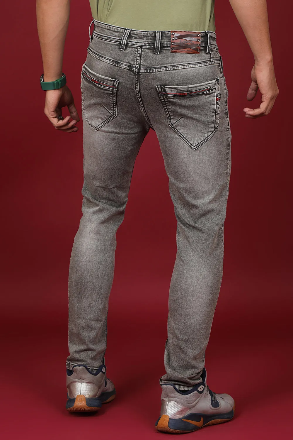 Men's Light Grey Denim Slim Fit Crux-5035 Jeans
