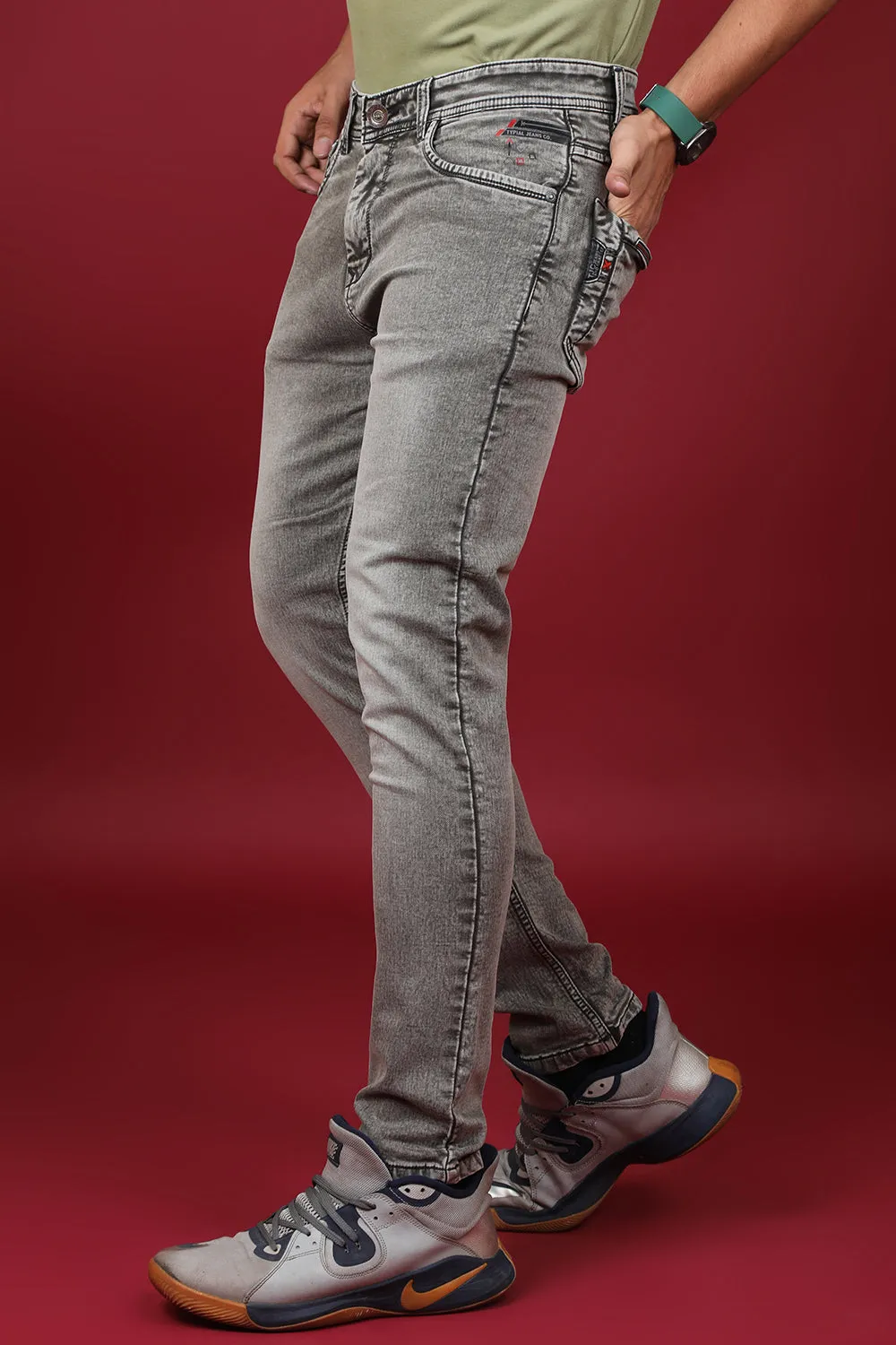 Men's Light Grey Denim Slim Fit Crux-5035 Jeans