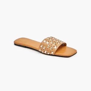 Metallic Square Toe Flats