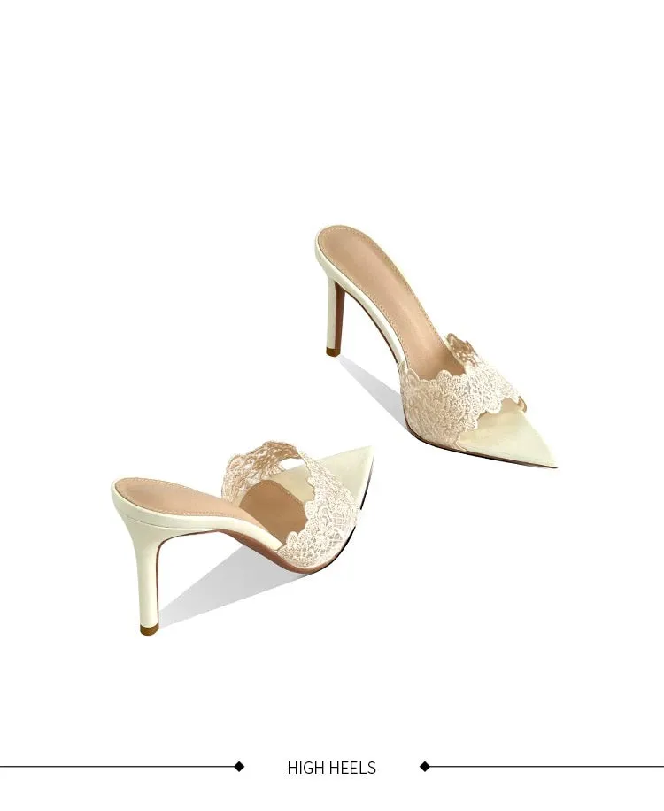 Midnight Lace Mule Heels