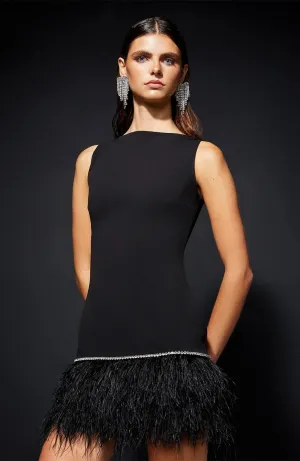 Midnight Luxe Gown | Black Gown with Feather