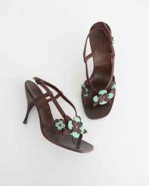 Miu Miu Brown Flower Heels
