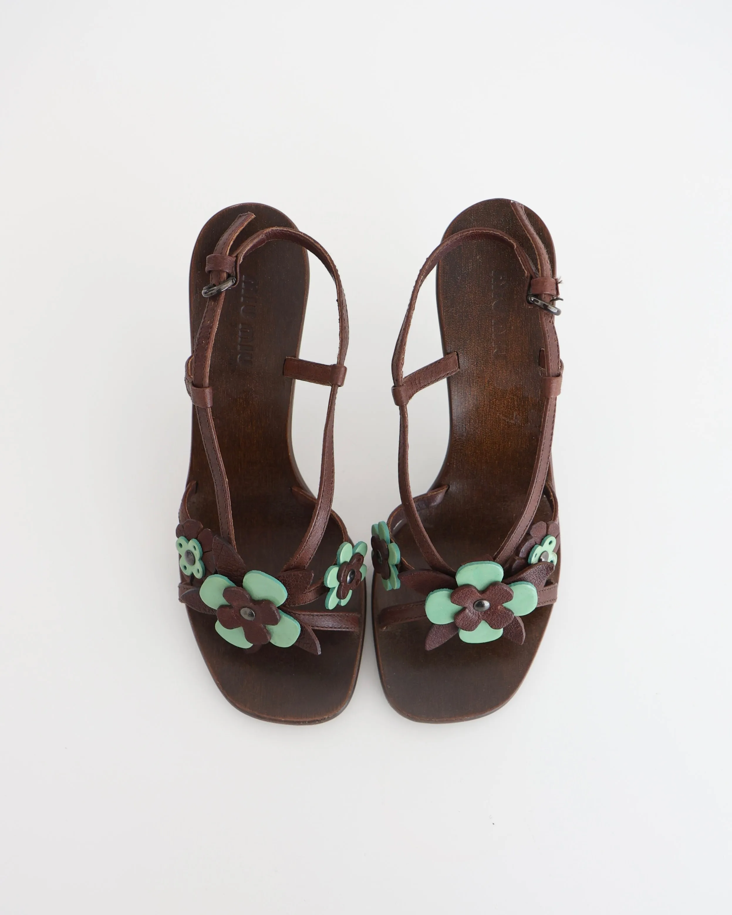 Miu Miu Brown Flower Heels