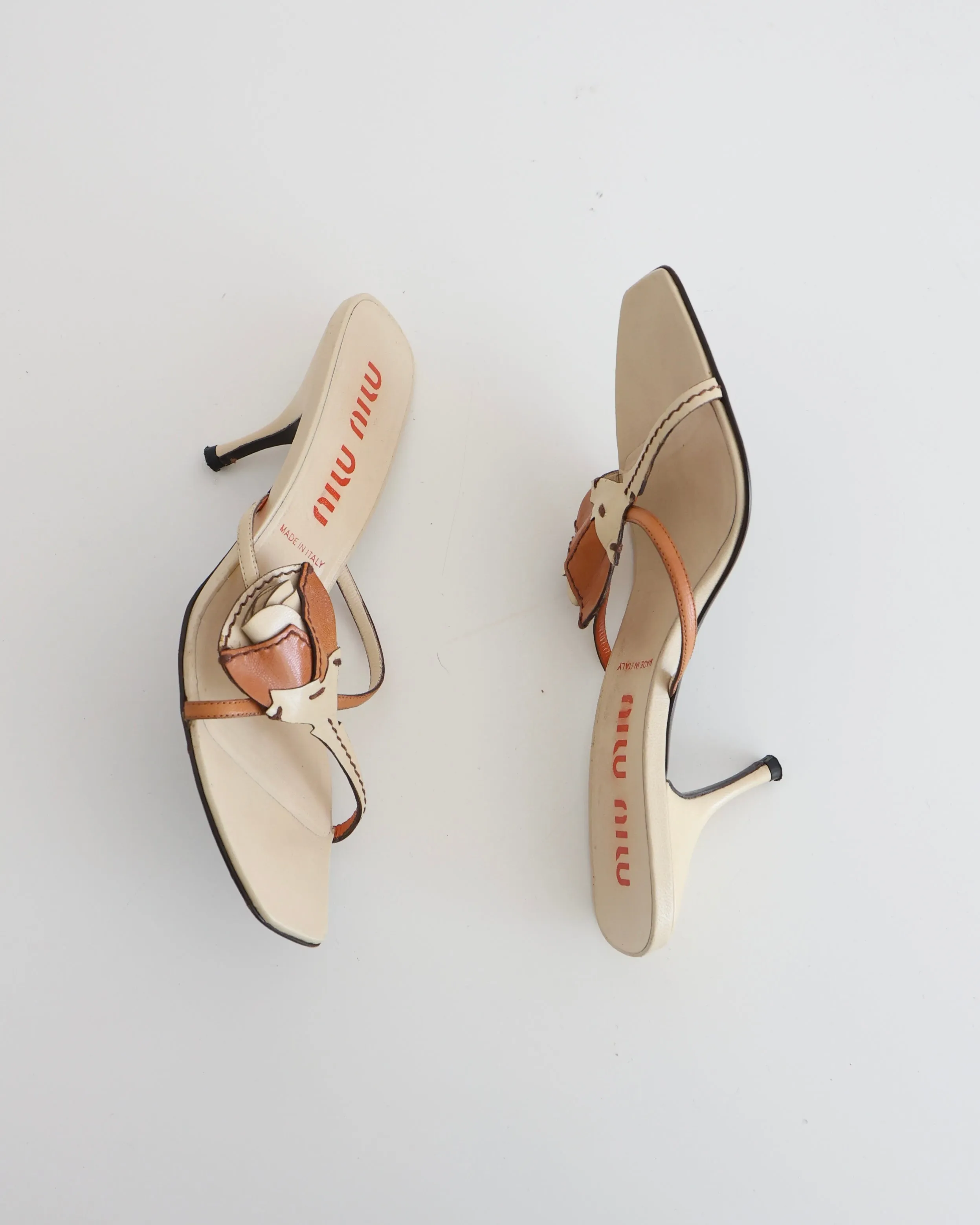 Miu Miu Orange & Cream Rose Heels
