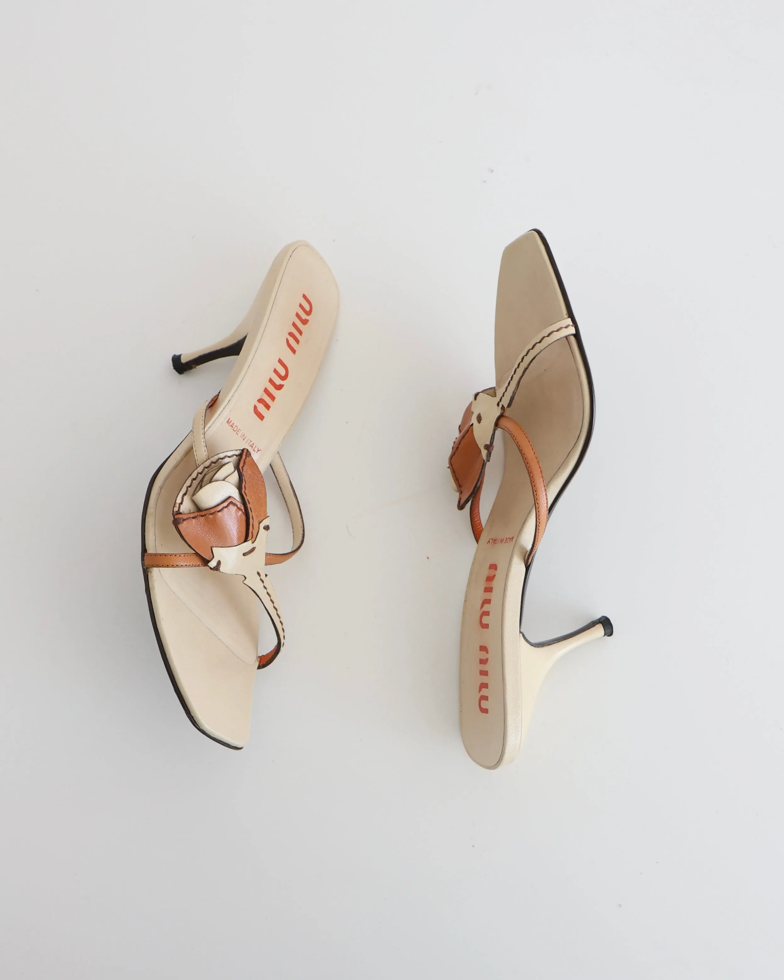 Miu Miu Orange & Cream Rose Heels