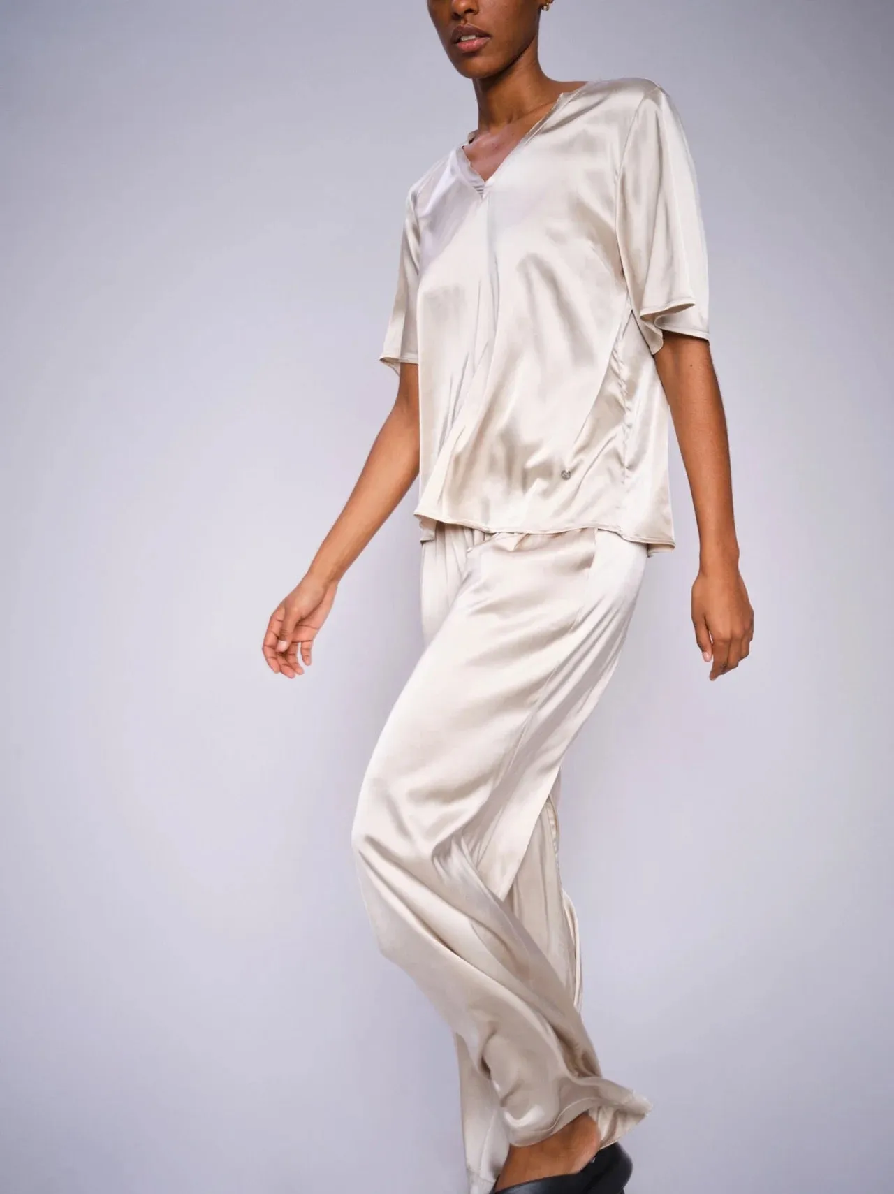 Mos Mosh - Rita Satin Pant | Feather Gray