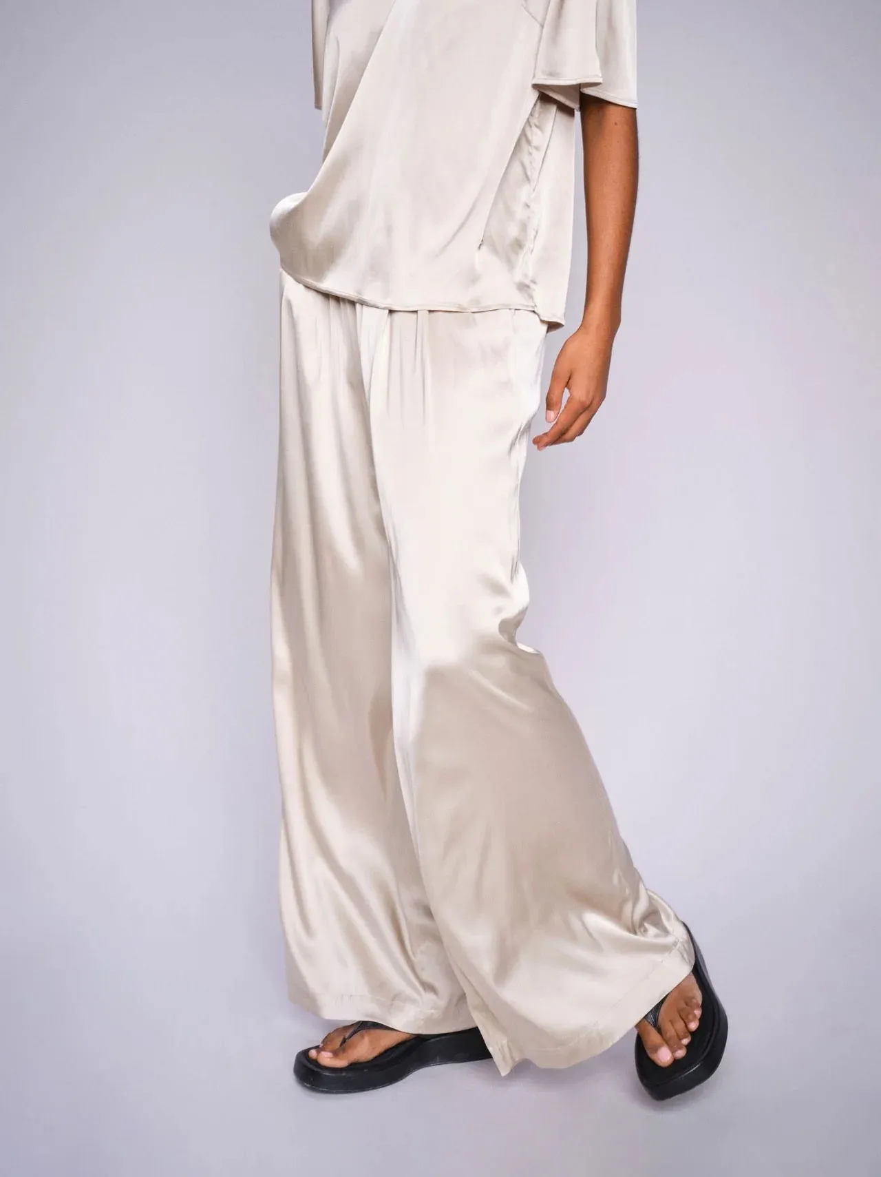Mos Mosh - Rita Satin Pant | Feather Gray