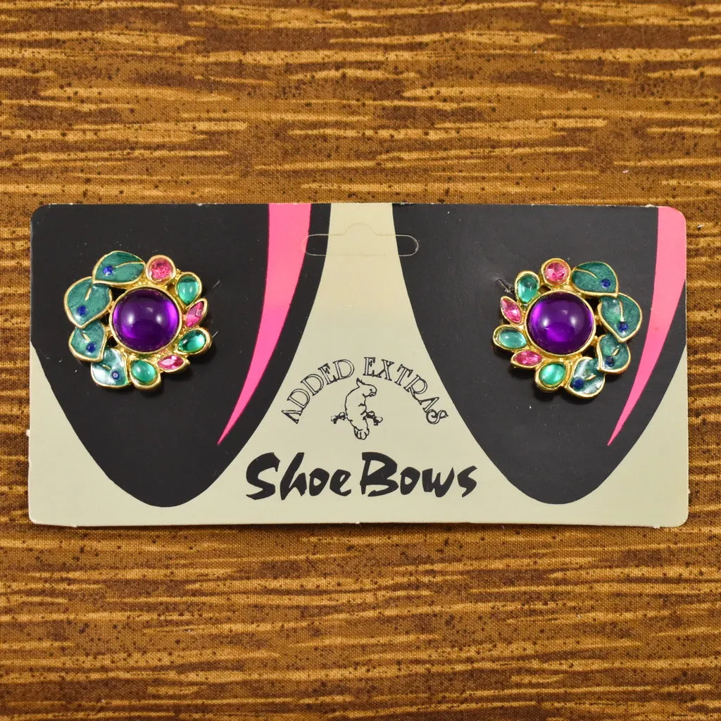 NOS Enamel Leaf Shoe Clips
