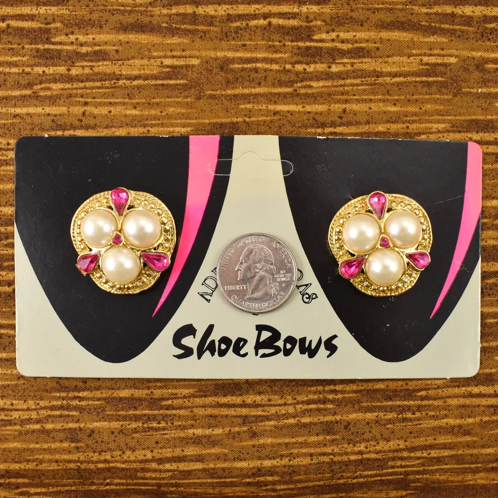 NOS Pink & Pearl Shoe Clips