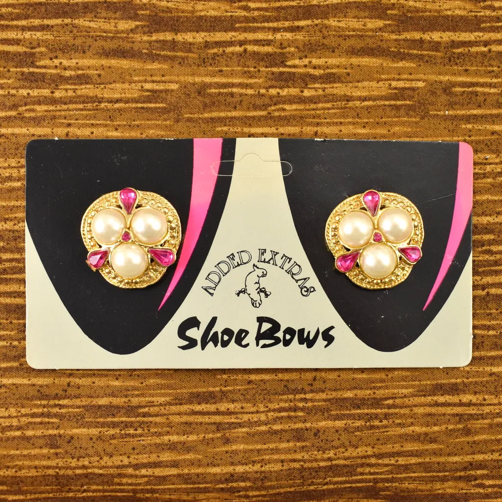 NOS Pink & Pearl Shoe Clips