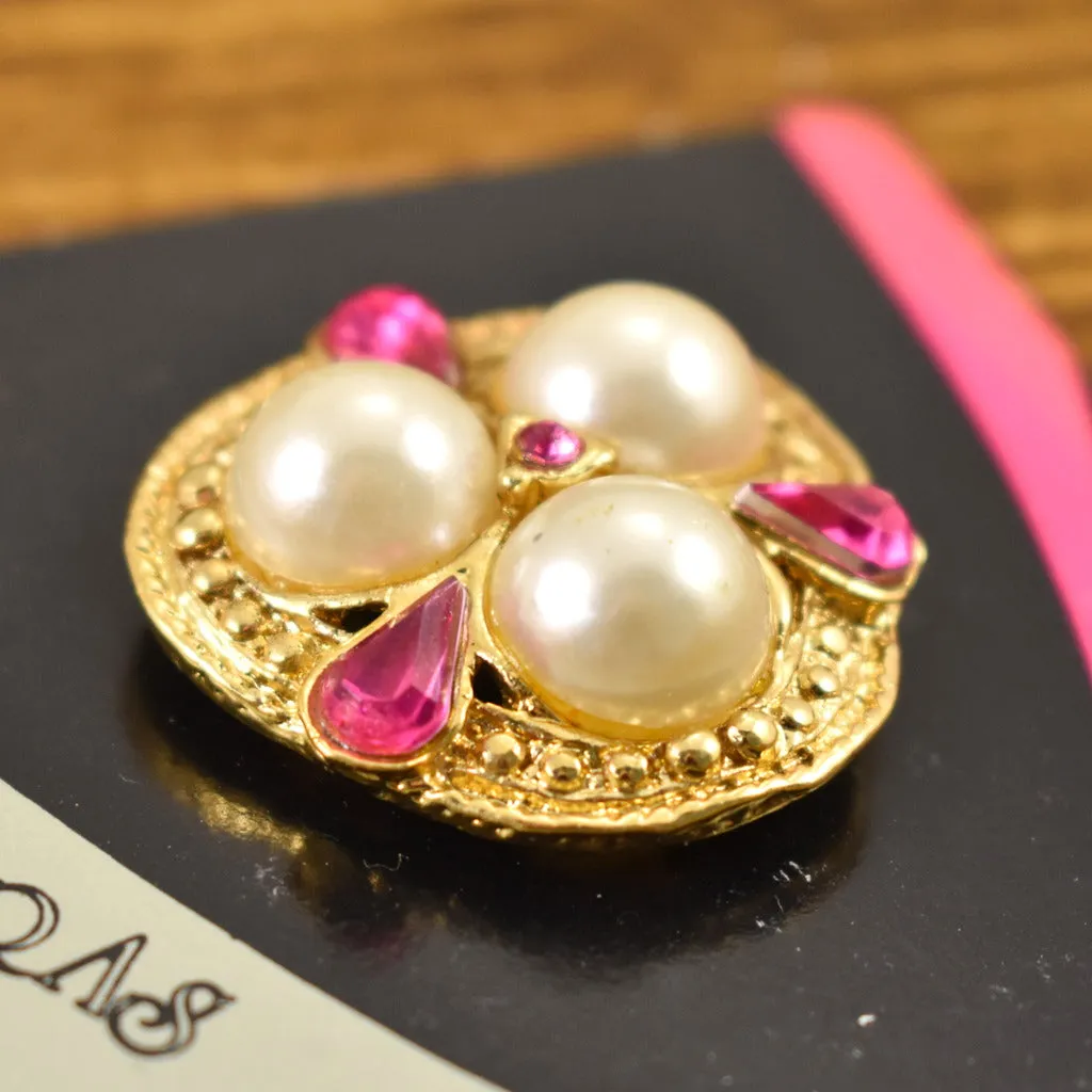 NOS Pink & Pearl Shoe Clips