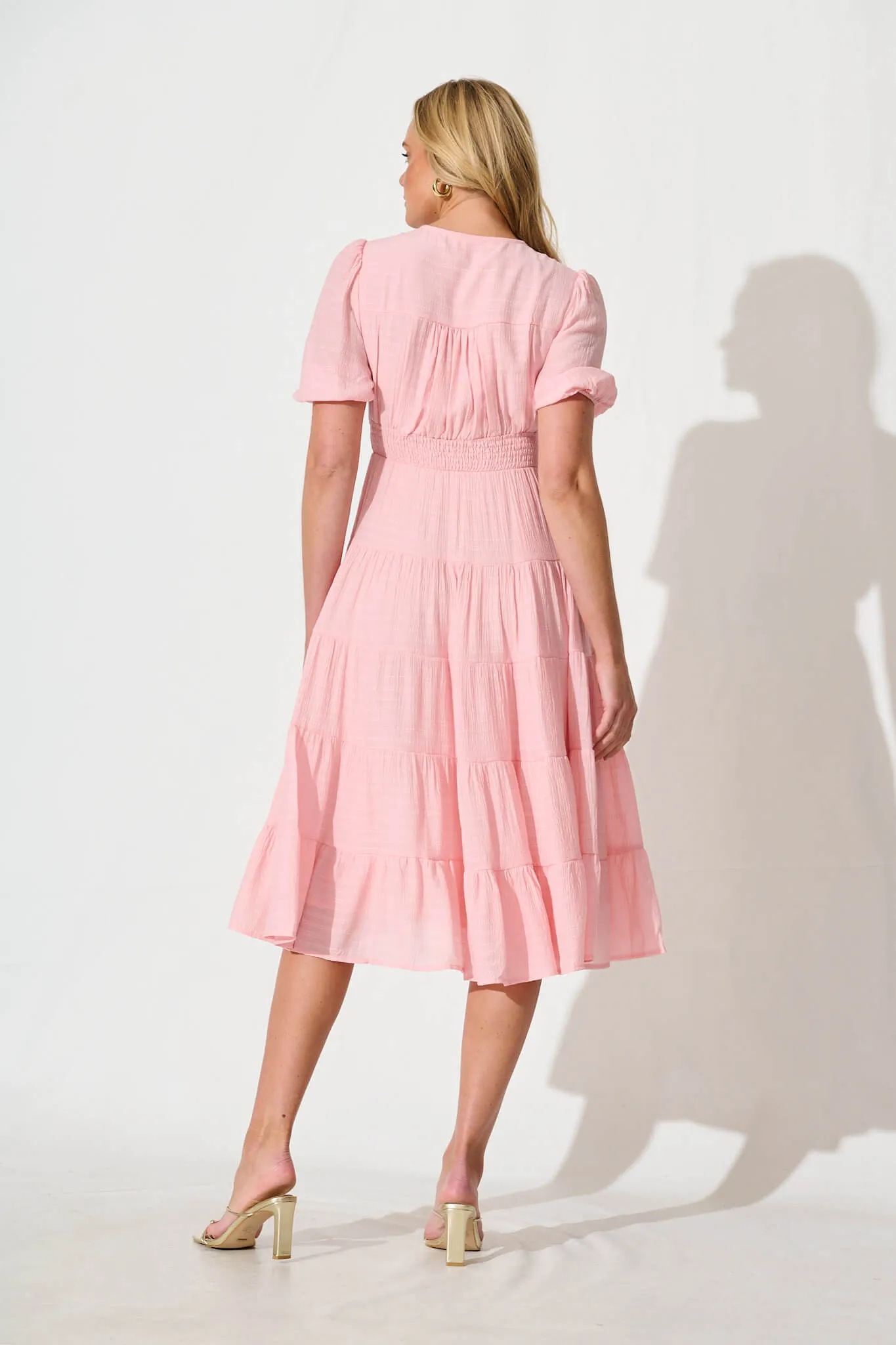 Pale Pink Chiffon Midi Dress - Modica Style