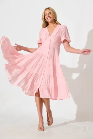 Pale Pink Chiffon Midi Dress - Modica Style