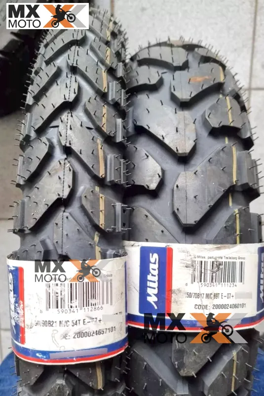Par Pneu Mitas E-07   ( Plus ) ( Enduro Trail  ) - Dianteiro 90/90-21 ( 54H ) e Traseiro 150/70-17 ( 69H )