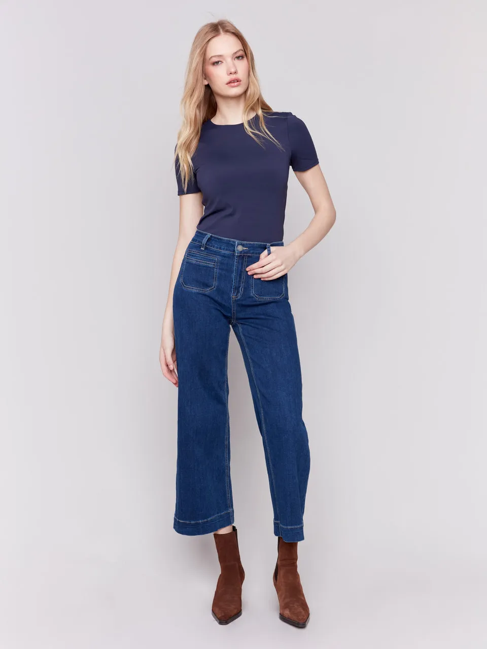 Patch Pocket Flare Jeans - Indigo - 5538-431A