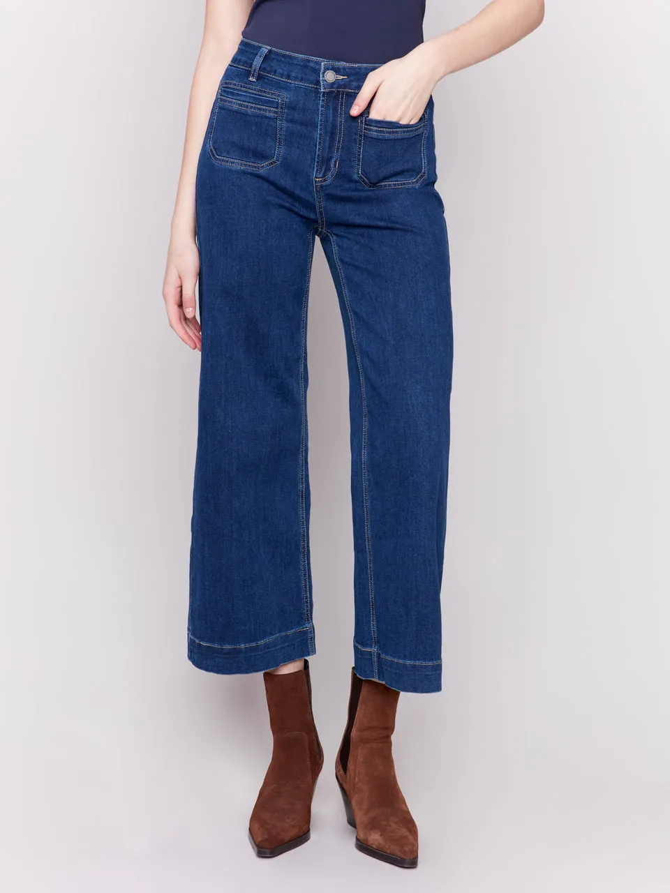 Patch Pocket Flare Jeans - Indigo - 5538-431A