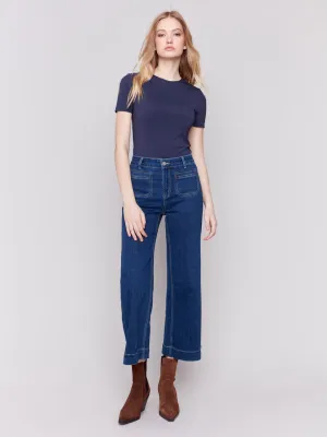 Patch Pocket Flare Jeans - Indigo - 5538-431A
