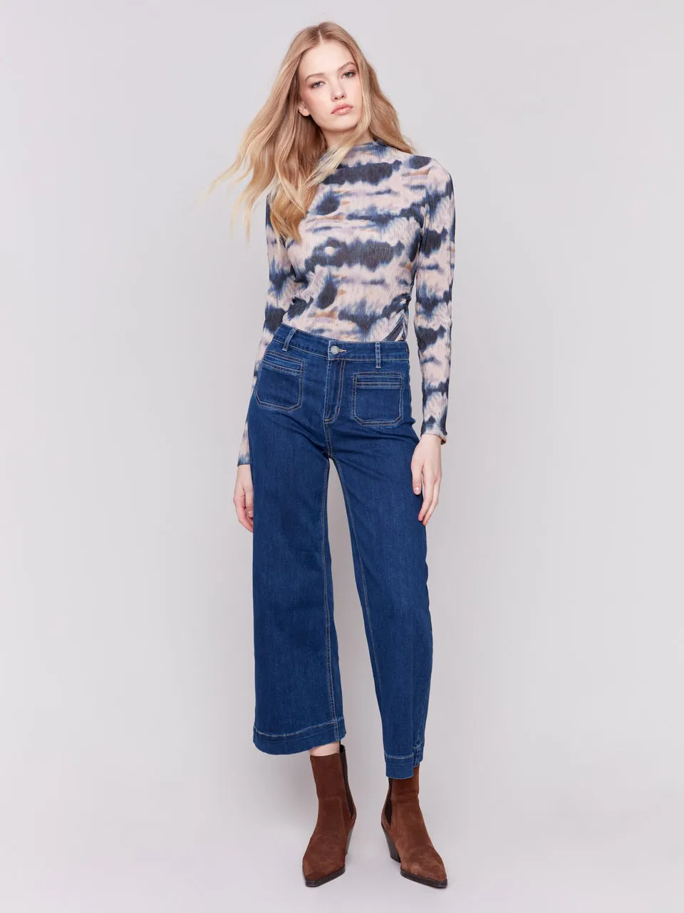 Patch Pocket Flare Jeans - Indigo - 5538-431A