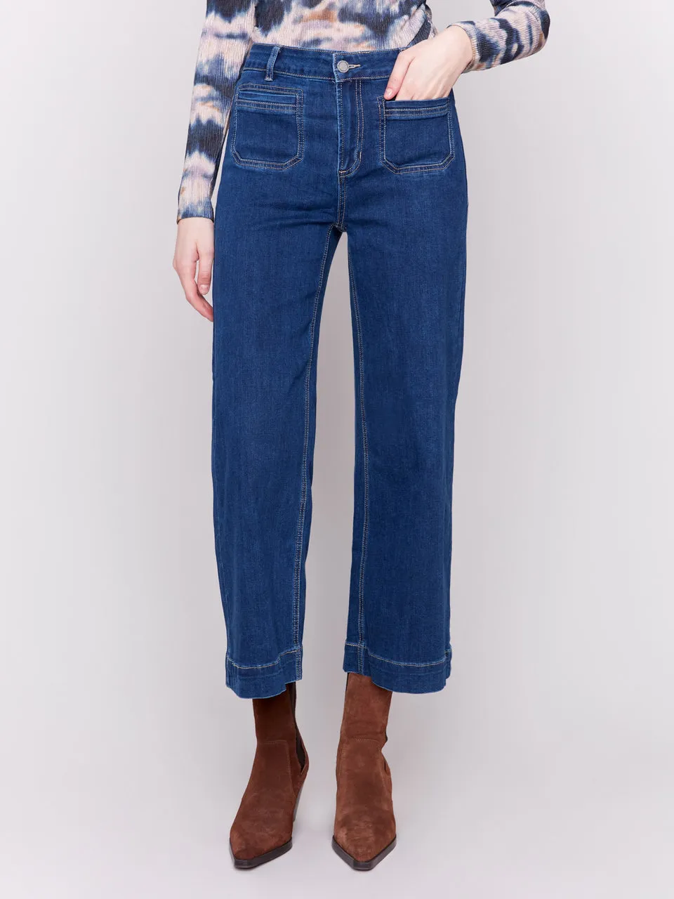 Patch Pocket Flare Jeans - Indigo - 5538-431A