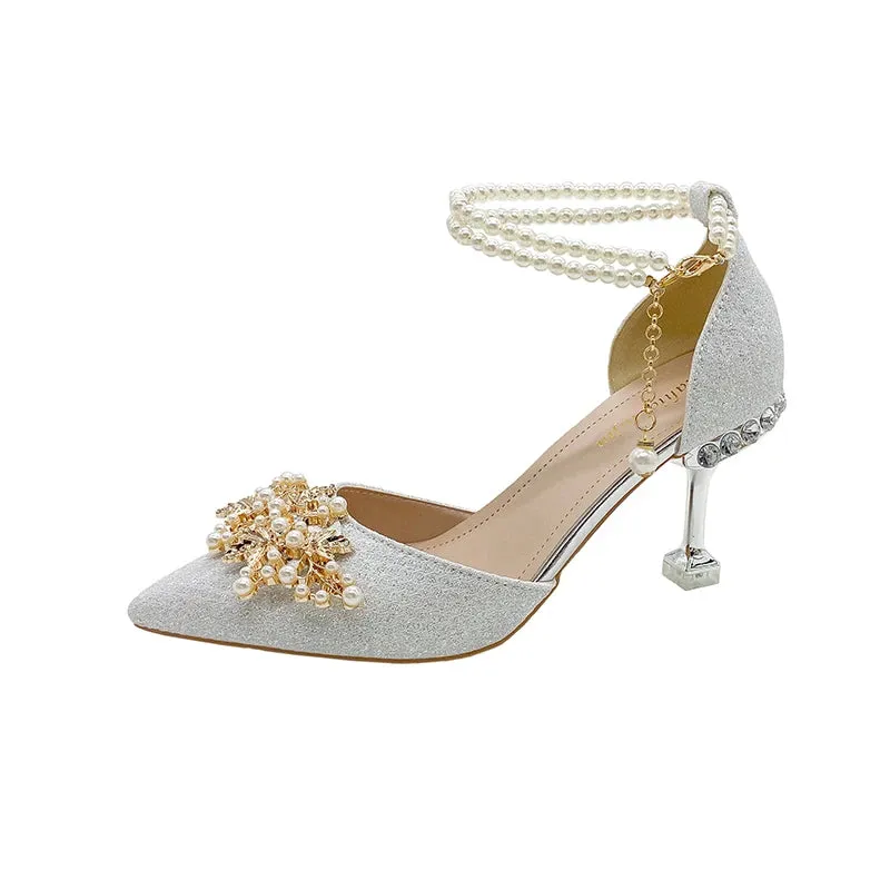 Pearl Beaded High Heels